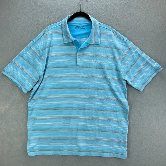 Nike Other - Nike Golf Mens Polo Shirt Extra Large Blue Sawgrass Performance Fit Dry Striped